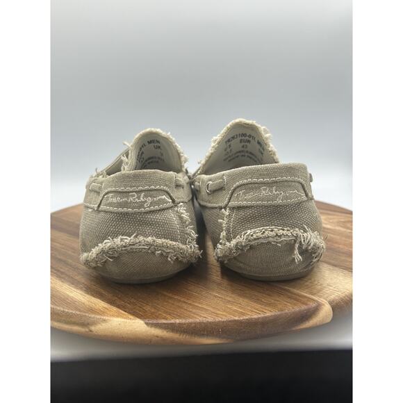 True Religion Shoes Mens 10 Canvas Loafers Slip On Distressed Moccasin Casual - Picture 5 of 7